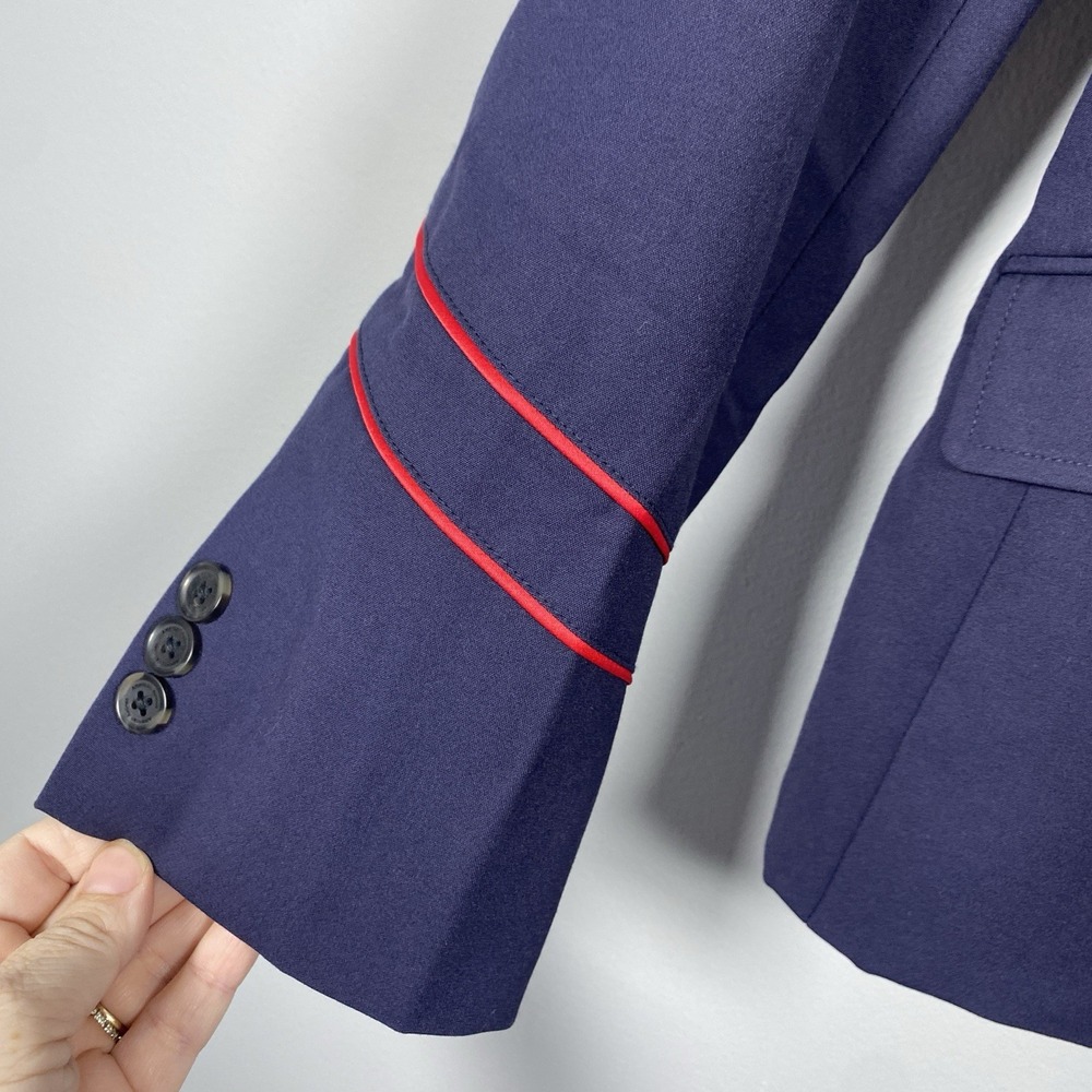 Lands End American Airlines Navy Blue Blazer Red Stripes Women's 2 Long Sleeve - Picture 5 of 9